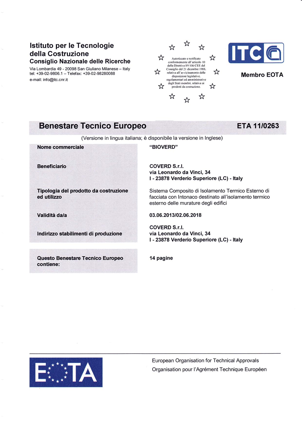 Certificazione di sistema ETAG 004