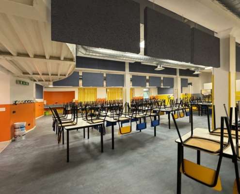 Mensa scolastica Scuola secondaria Pascoli di Curno (BG) Mensa scolastica Scuola secondaria Pascoli di Curno (BG) Coverd - BioEdilizia - Isolare secondo natura Isolamento acustico